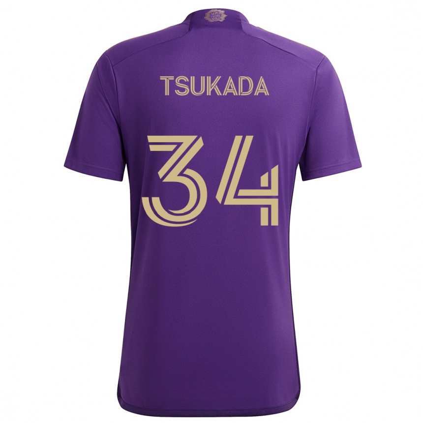 Niño Fútbol Camiseta Yutaro Tsukada #34 Púrpura Amarillo 1ª Equipación 2024/25 Perú