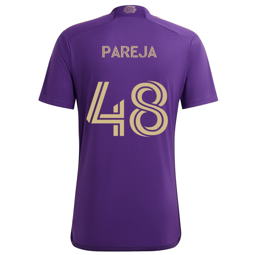 Niño Fútbol Camiseta Diego Pareja #48 Púrpura Amarillo 1ª Equipación 2024/25 Perú