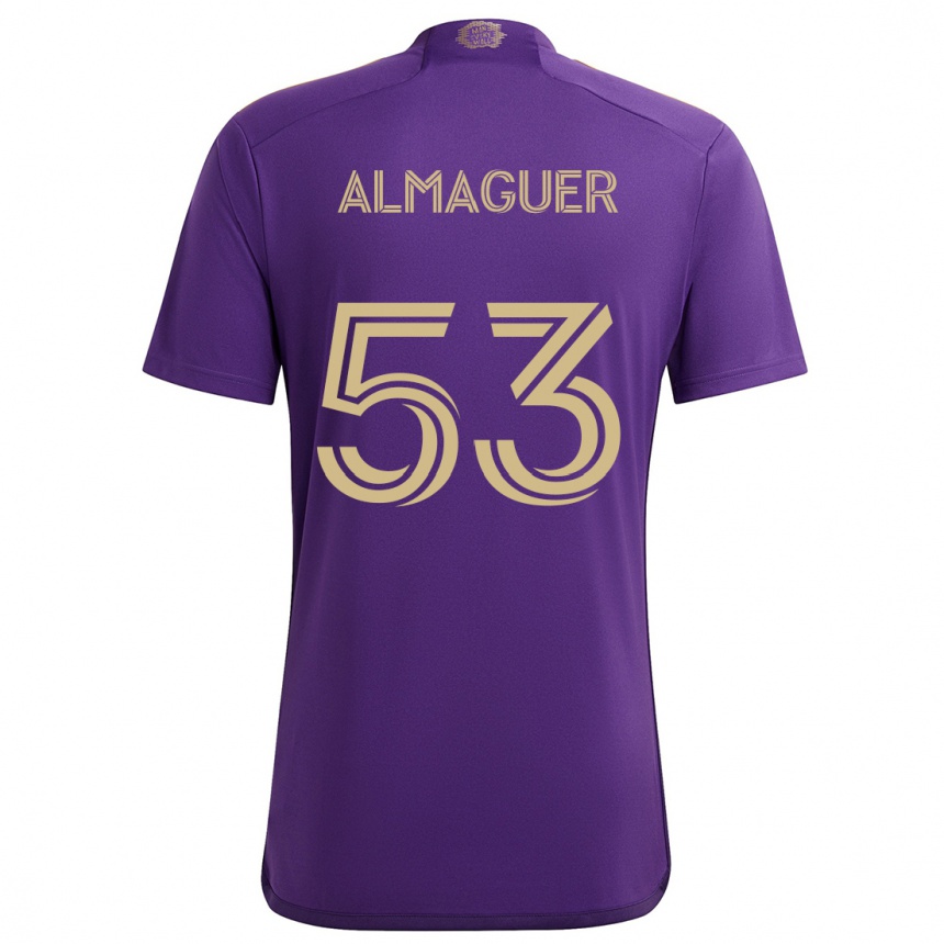 Niño Fútbol Camiseta Jorge Almaguer #53 Púrpura Amarillo 1ª Equipación 2024/25 Perú