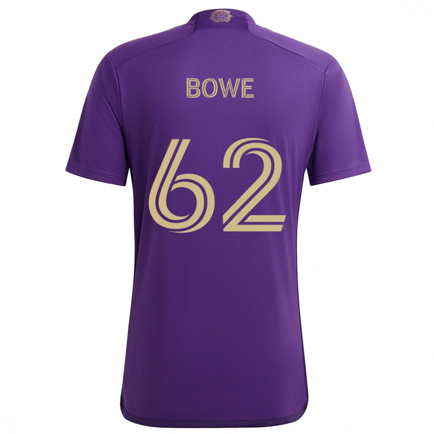 Niño Fútbol Camiseta Thomas Bowe #62 Púrpura Amarillo 1ª Equipación 2024/25 Perú