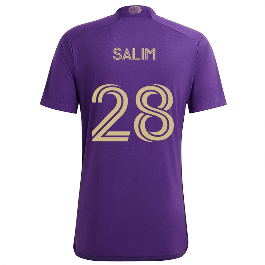 Niño Fútbol Camiseta Abdi Salim #28 Púrpura Amarillo 1ª Equipación 2024/25 Perú