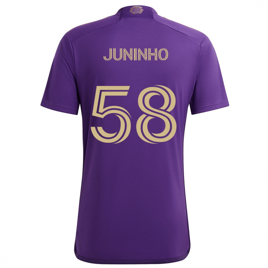 Niño Fútbol Camiseta Juninho #58 Púrpura Amarillo 1ª Equipación 2024/25 Perú