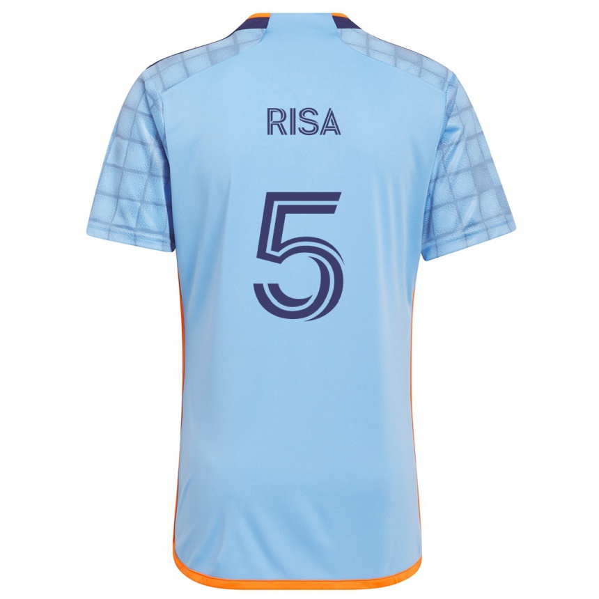 Niño Fútbol Camiseta Birk Risa #5 Azul Naranja 1ª Equipación 2024/25 Perú