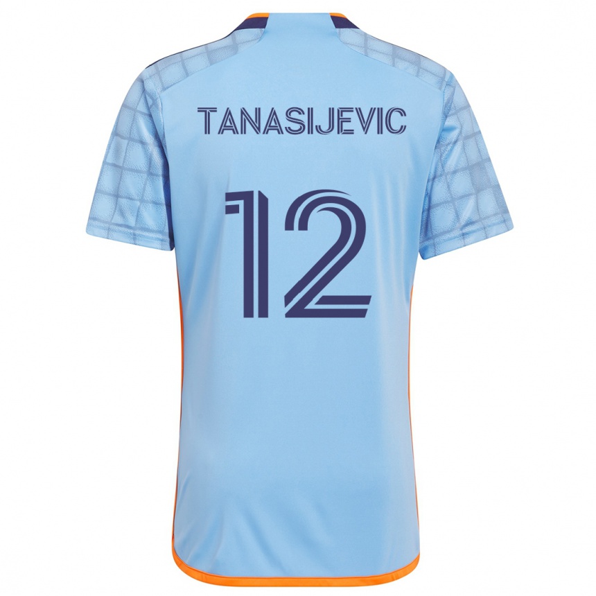 Niño Fútbol Camiseta Strahinja Tanasijevic #12 Azul Naranja 1ª Equipación 2024/25 Perú