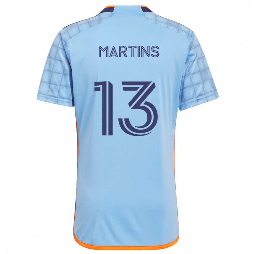 Niño Fútbol Camiseta Thiago Martins #13 Azul Naranja 1ª Equipación 2024/25 Perú