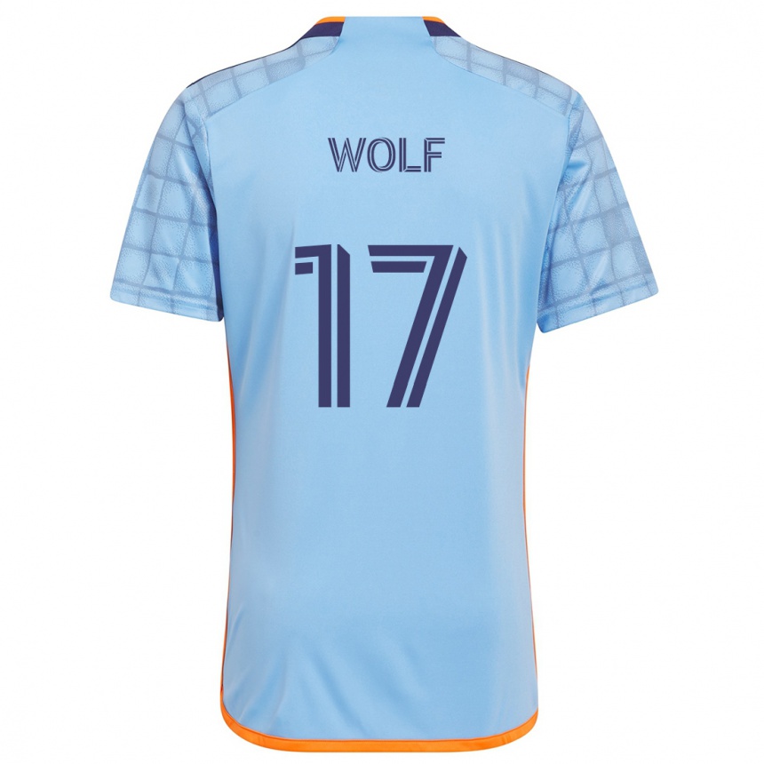 Niño Fútbol Camiseta Hannes Wolf #17 Azul Naranja 1ª Equipación 2024/25 Perú