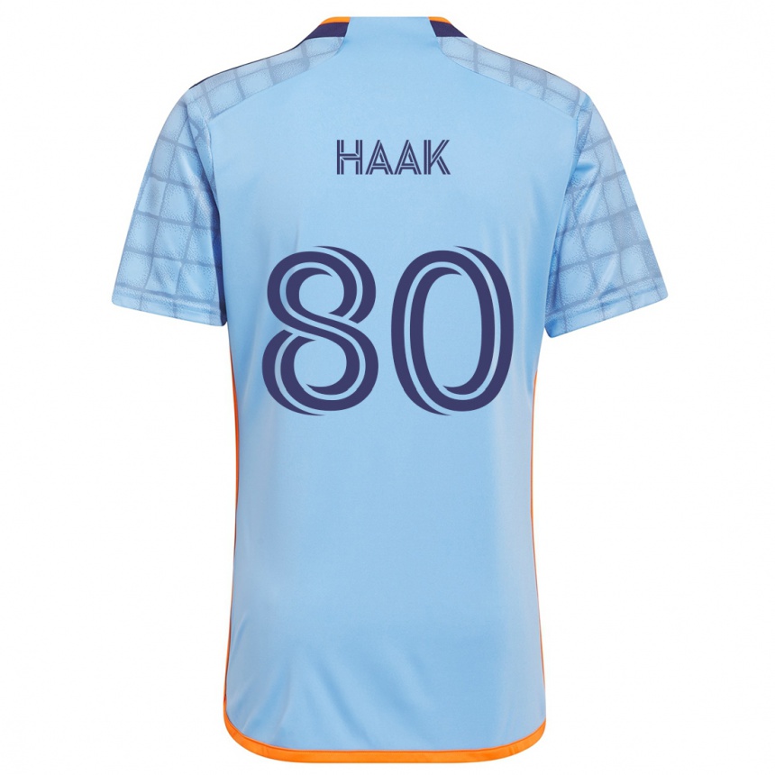 Niño Fútbol Camiseta Justin Haak #80 Azul Naranja 1ª Equipación 2024/25 Perú