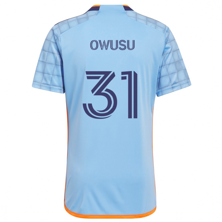 Niño Fútbol Camiseta Samuel Owusu #31 Azul Naranja 1ª Equipación 2024/25 Perú