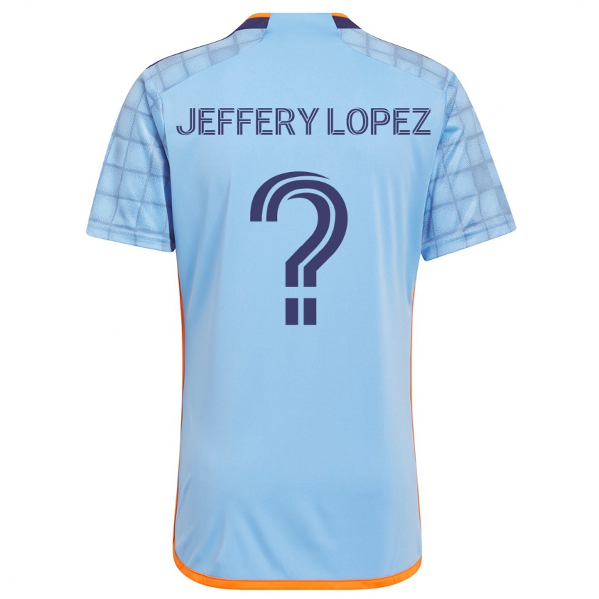 Niño Fútbol Camiseta Jeffery López #0 Azul Naranja 1ª Equipación 2024/25 Perú