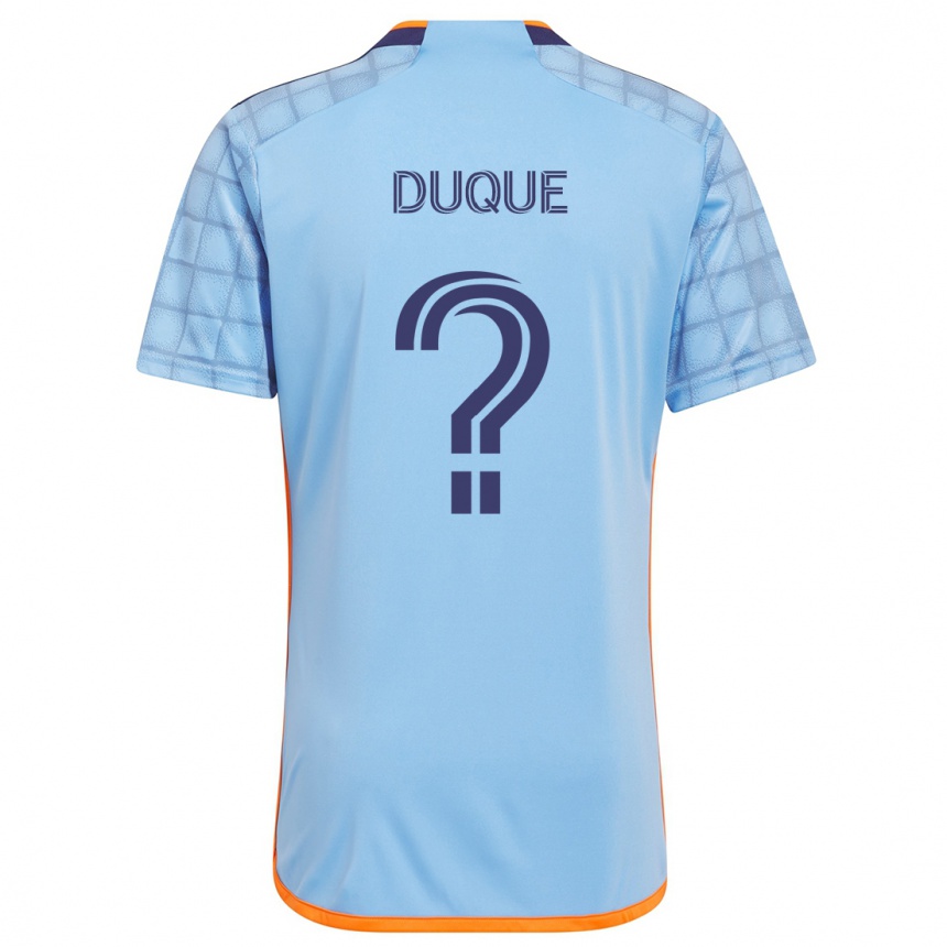 Niño Fútbol Camiseta David Duque #0 Azul Naranja 1ª Equipación 2024/25 Perú