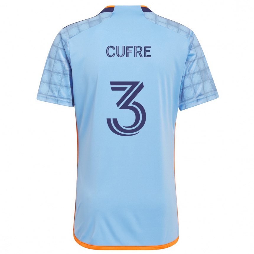 Niño Fútbol Camiseta Braian Cufré #3 Azul Naranja 1ª Equipación 2024/25 Perú