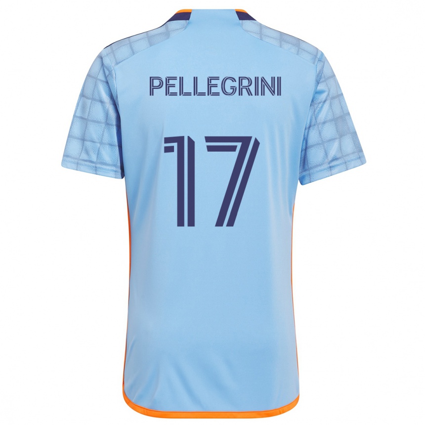 Niño Fútbol Camiseta Matías Pellegrini #17 Azul Naranja 1ª Equipación 2024/25 Perú