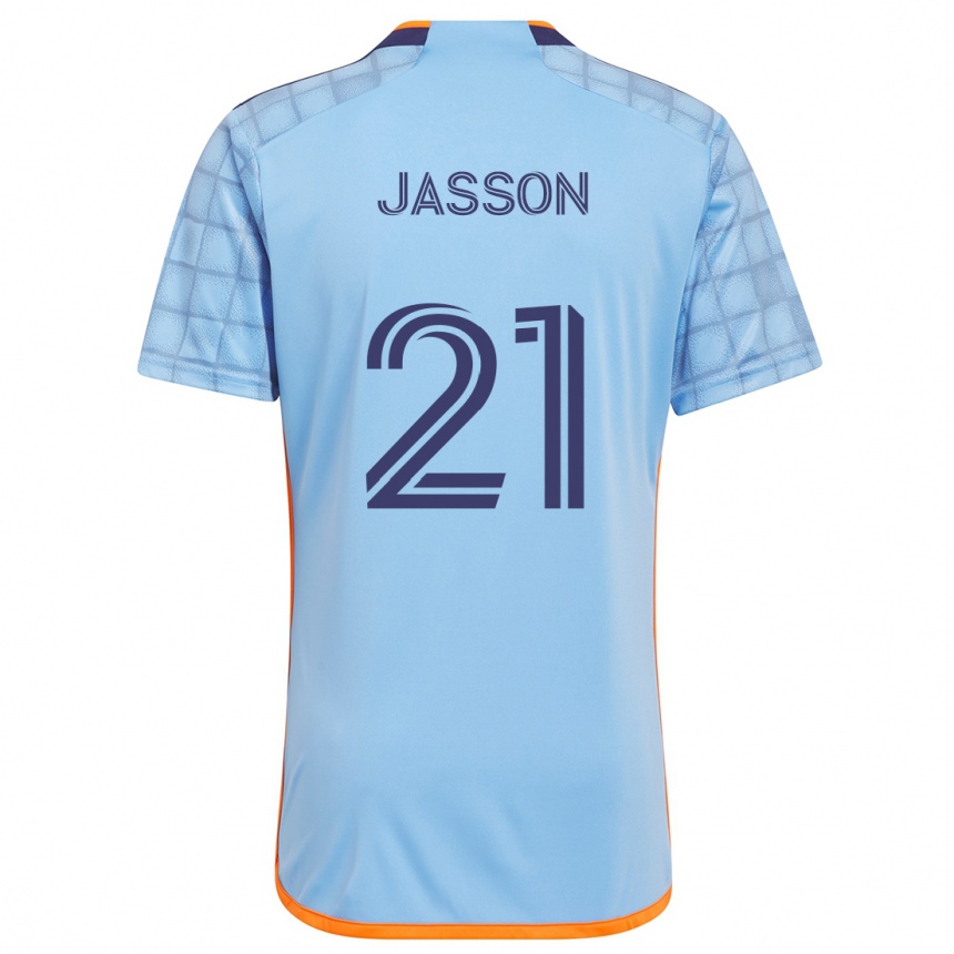 Niño Fútbol Camiseta Andres Jasson #21 Azul Naranja 1ª Equipación 2024/25 Perú