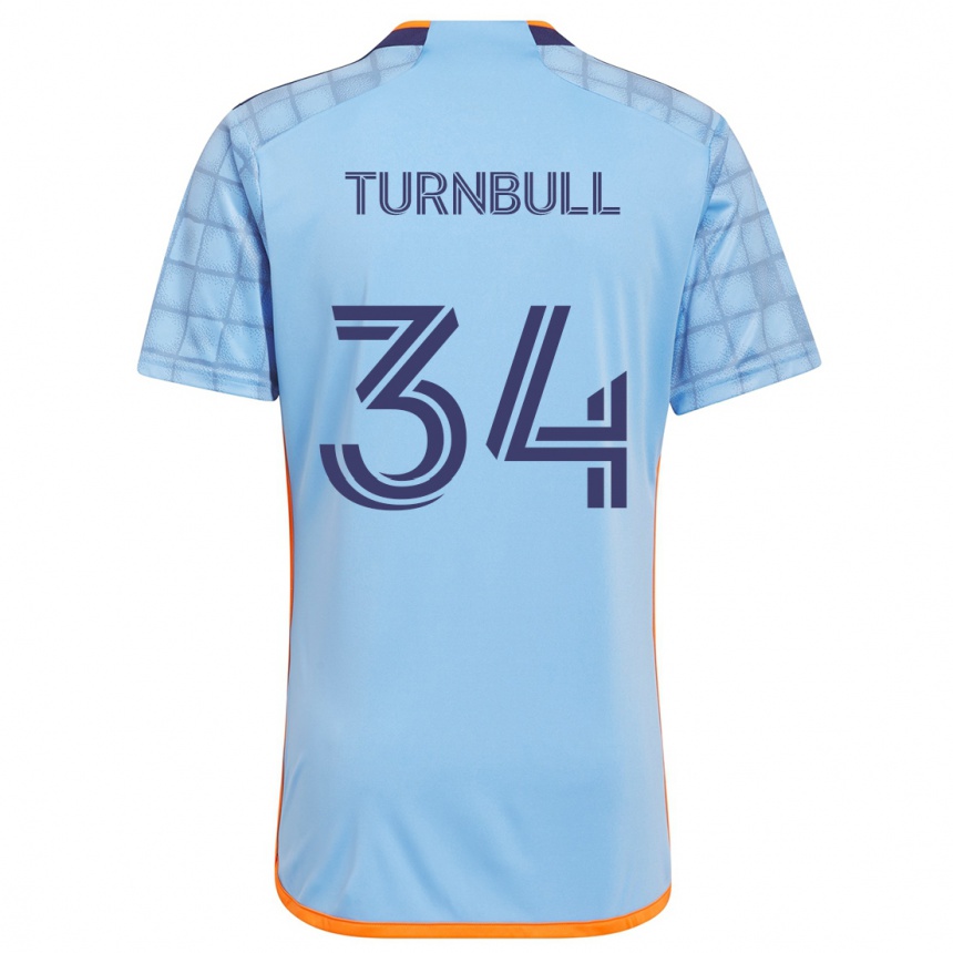 Niño Fútbol Camiseta Stephen Turnbull #34 Azul Naranja 1ª Equipación 2024/25 Perú