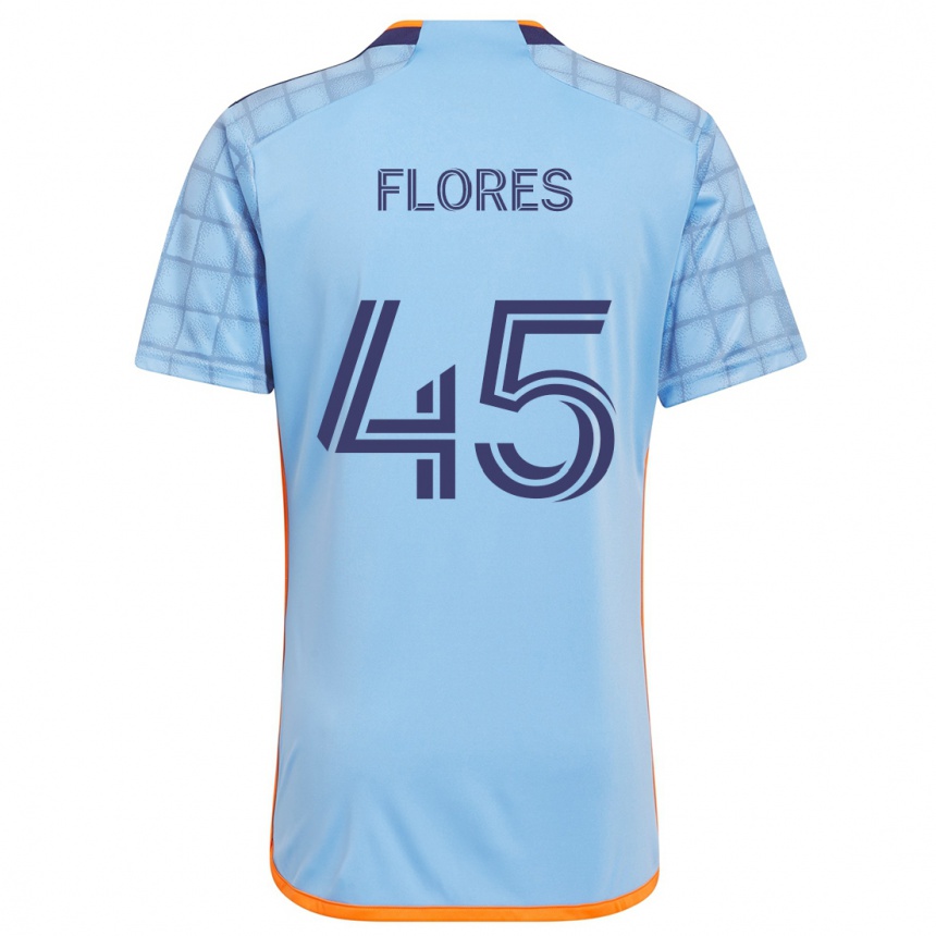 Niño Fútbol Camiseta Brian Flores #45 Azul Naranja 1ª Equipación 2024/25 Perú