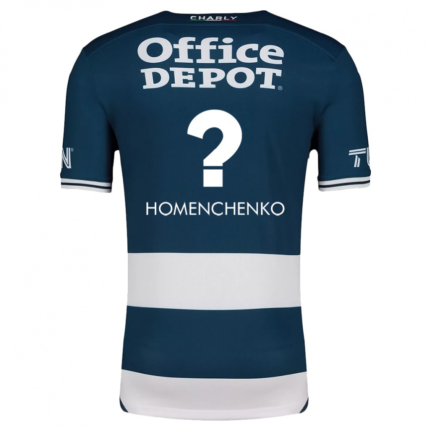 Niño Fútbol Camiseta Santiago Homenchenko #0 Azul Blanco 1ª Equipación 2024/25 Perú