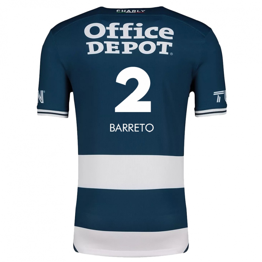 Niño Fútbol Camiseta Sergio Barreto #2 Azul Blanco 1ª Equipación 2024/25 Perú