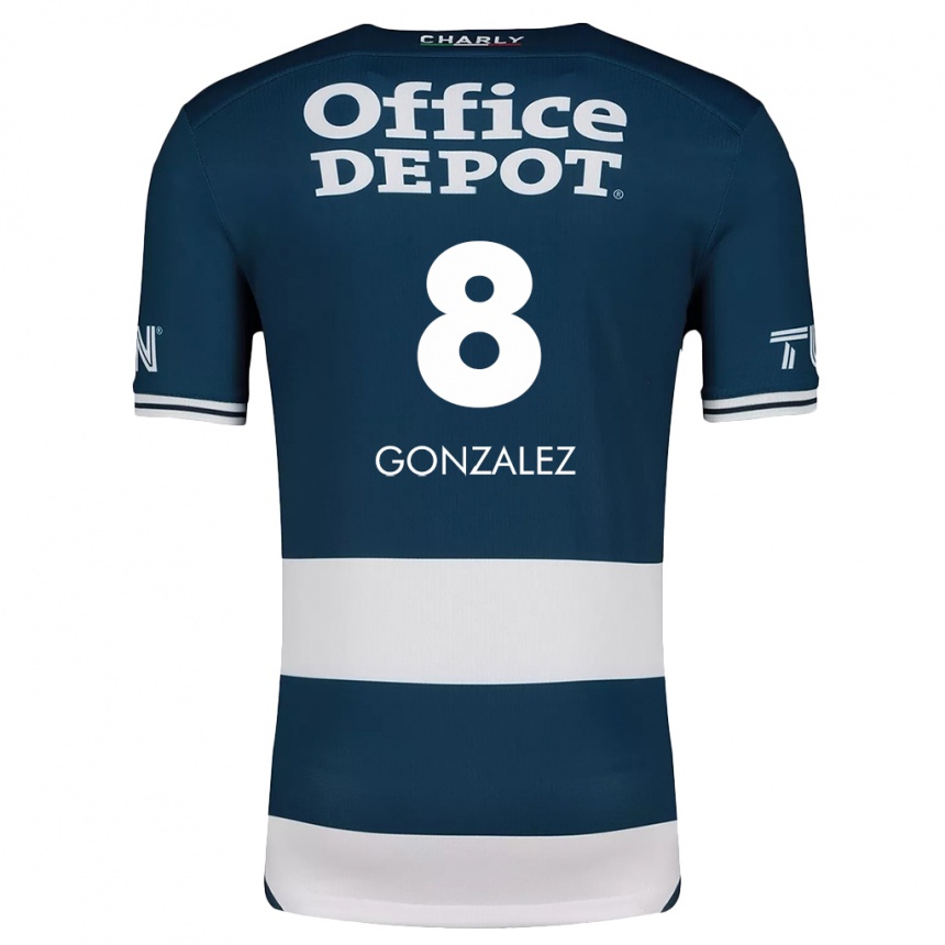 Niño Fútbol Camiseta Bryan González #8 Azul Blanco 1ª Equipación 2024/25 Perú