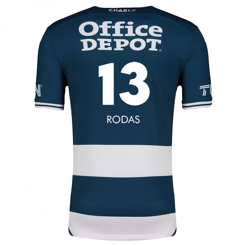 Niño Fútbol Camiseta Carlos Rodas #13 Azul Blanco 1ª Equipación 2024/25 Perú