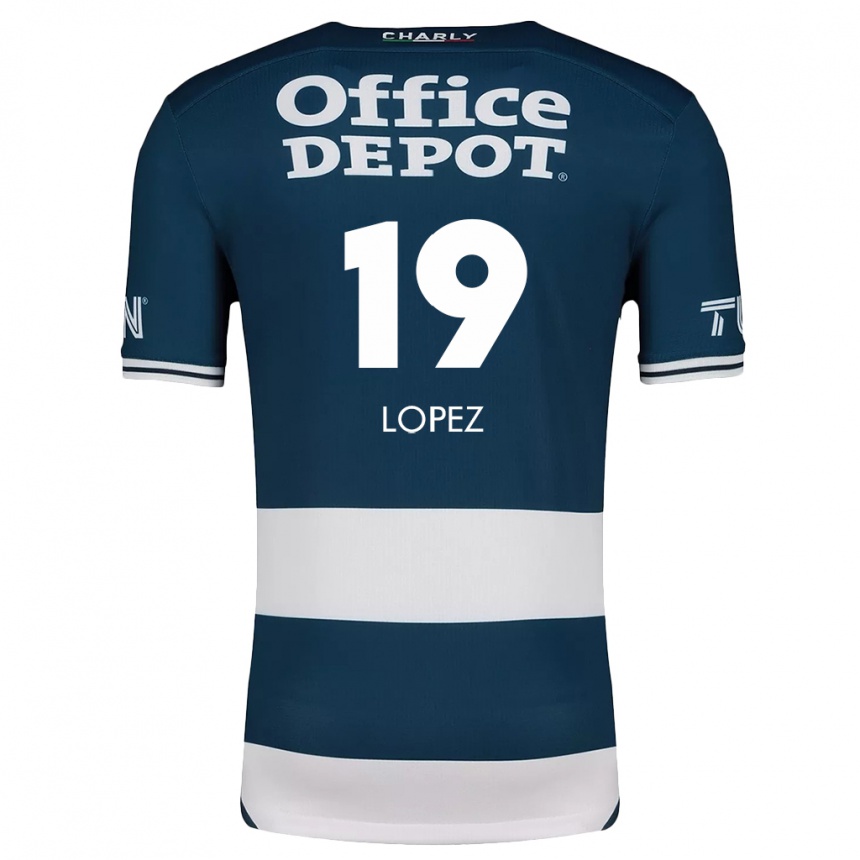 Niño Fútbol Camiseta Javier Eduardo López #19 Azul Blanco 1ª Equipación 2024/25 Perú