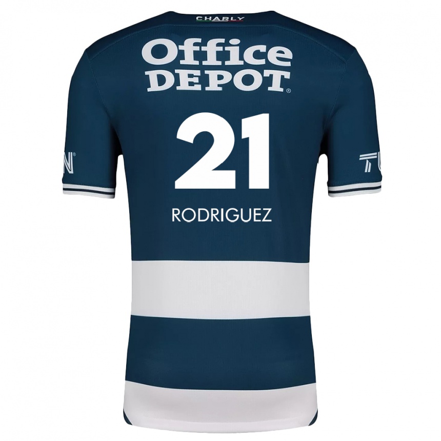 Niño Fútbol Camiseta Valentín Rodríguez #21 Azul Blanco 1ª Equipación 2024/25 Perú