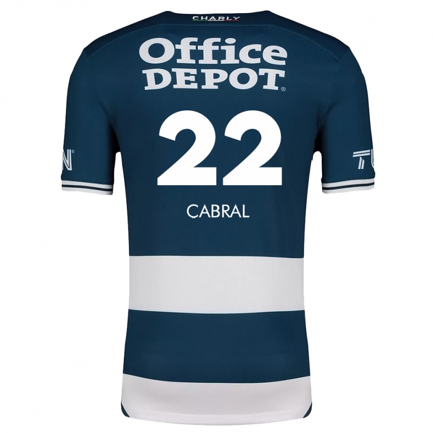 Niño Fútbol Camiseta Gustavo Cabral #22 Azul Blanco 1ª Equipación 2024/25 Perú