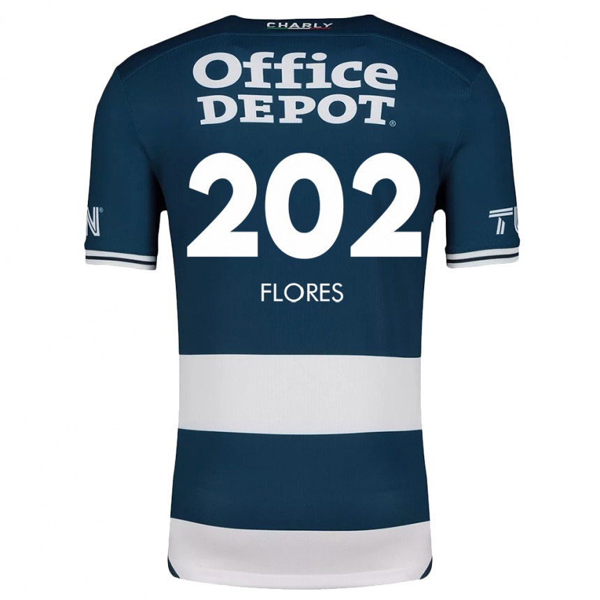 Niño Fútbol Camiseta Luis Flores #202 Azul Blanco 1ª Equipación 2024/25 Perú