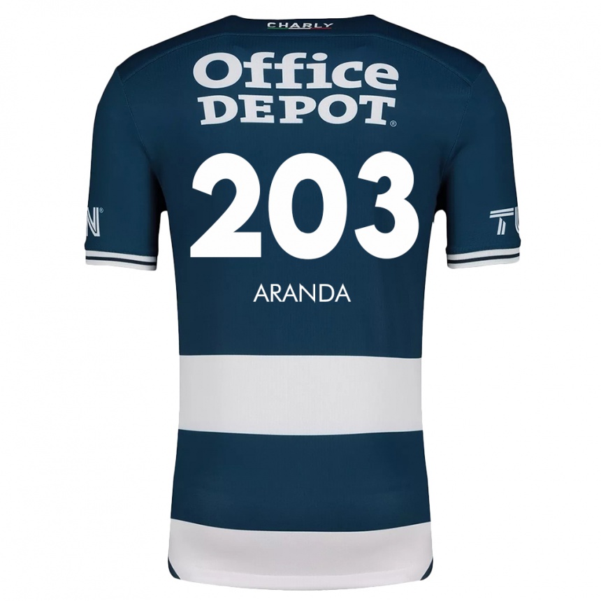 Niño Fútbol Camiseta Juan Aranda #203 Azul Blanco 1ª Equipación 2024/25 Perú