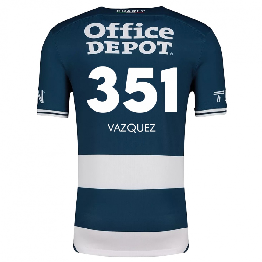 Niño Fútbol Camiseta Maximo Vázquez #351 Azul Blanco 1ª Equipación 2024/25 Perú