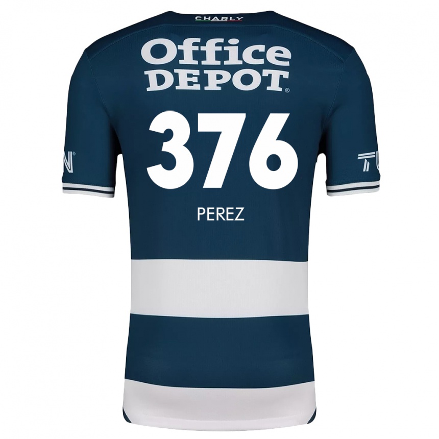 Niño Fútbol Camiseta Abraham Pérez #376 Azul Blanco 1ª Equipación 2024/25 Perú