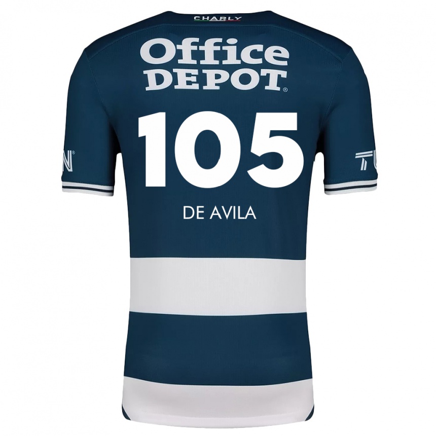 Niño Fútbol Camiseta José De Ávila #105 Azul Blanco 1ª Equipación 2024/25 Perú