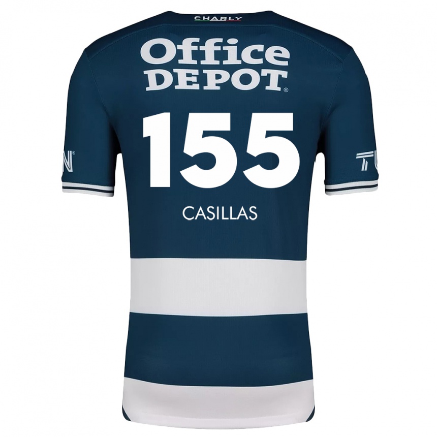 Niño Fútbol Camiseta Johan Casillas #155 Azul Blanco 1ª Equipación 2024/25 Perú