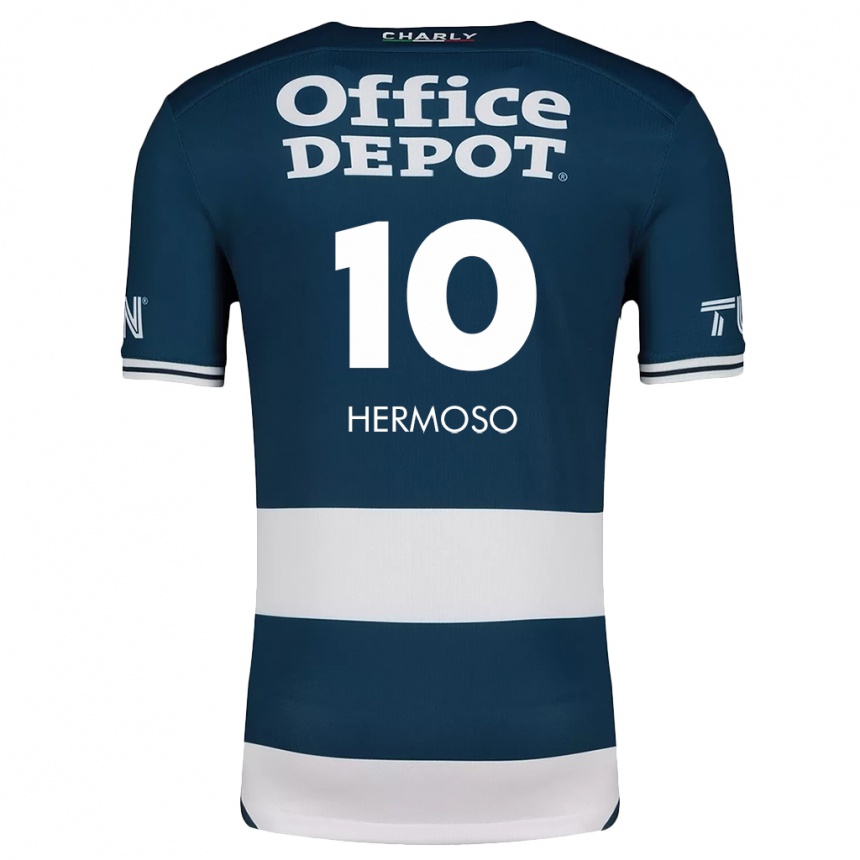 Niño Fútbol Camiseta Jennifer Hermoso #10 Azul Blanco 1ª Equipación 2024/25 Perú