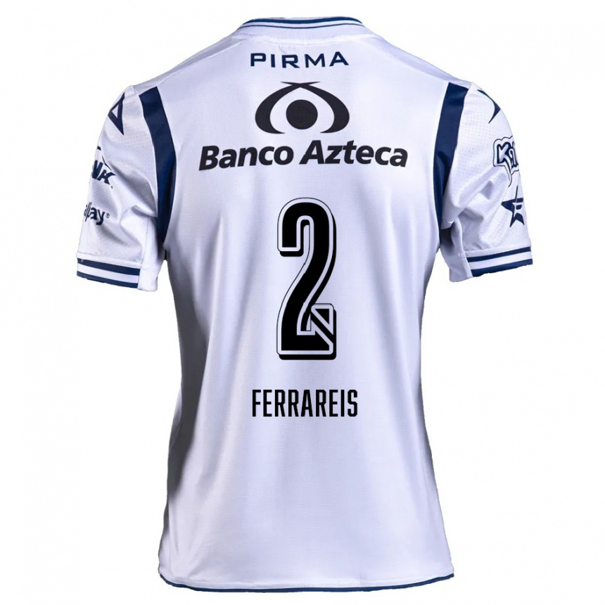 Niño Fútbol Camiseta Gustavo Ferrareis #2 Blanco Azul Marino 1ª Equipación 2024/25 Perú