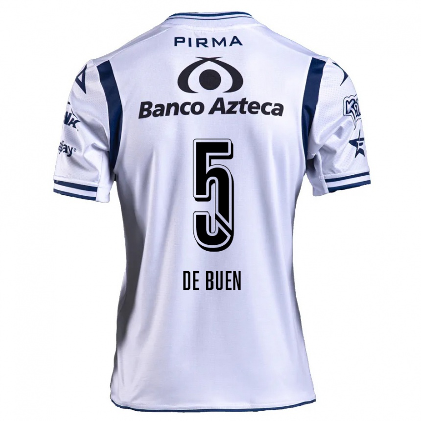 Niño Fútbol Camiseta Diego De Buen #5 Blanco Azul Marino 1ª Equipación 2024/25 Perú