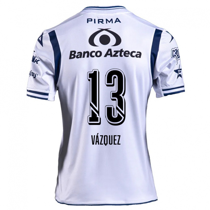 Niño Fútbol Camiseta Ivo Vázquez #13 Blanco Azul Marino 1ª Equipación 2024/25 Perú