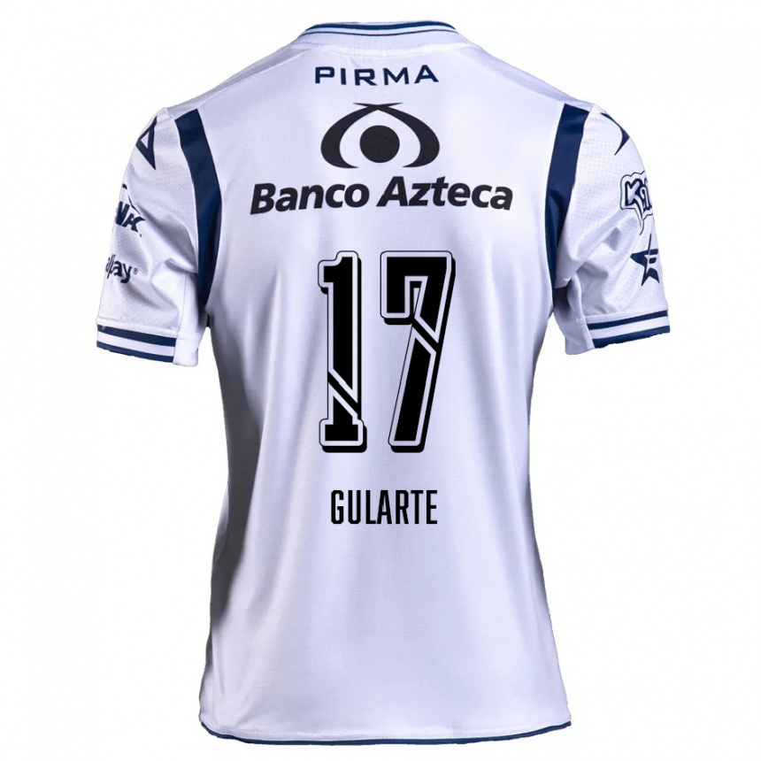 Niño Fútbol Camiseta Emanuel Gularte #17 Blanco Azul Marino 1ª Equipación 2024/25 Perú