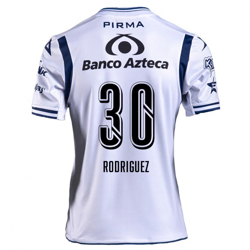 Niño Fútbol Camiseta Jesús Rodríguez #30 Blanco Azul Marino 1ª Equipación 2024/25 Perú