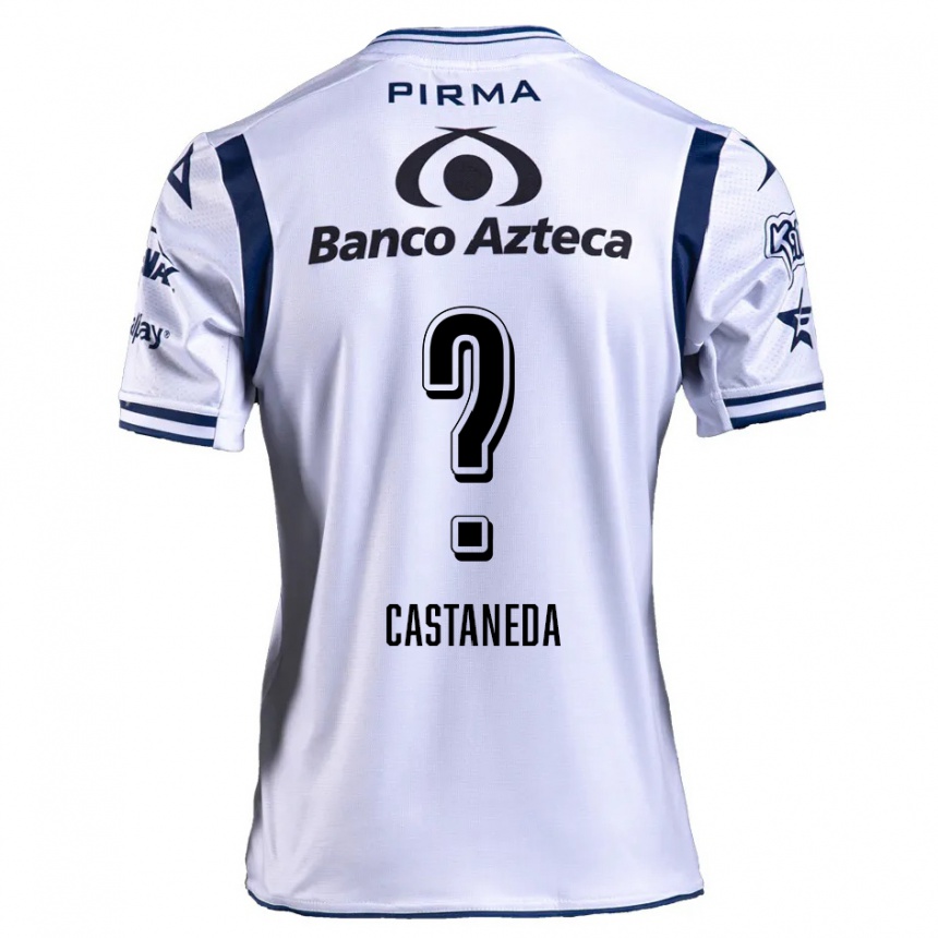 Niño Fútbol Camiseta Christian Castañeda #0 Blanco Azul Marino 1ª Equipación 2024/25 Perú