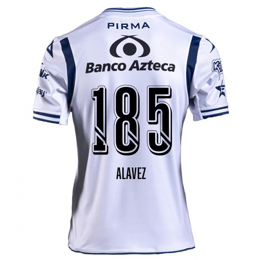 Niño Fútbol Camiseta Brian Alavez #185 Blanco Azul Marino 1ª Equipación 2024/25 Perú