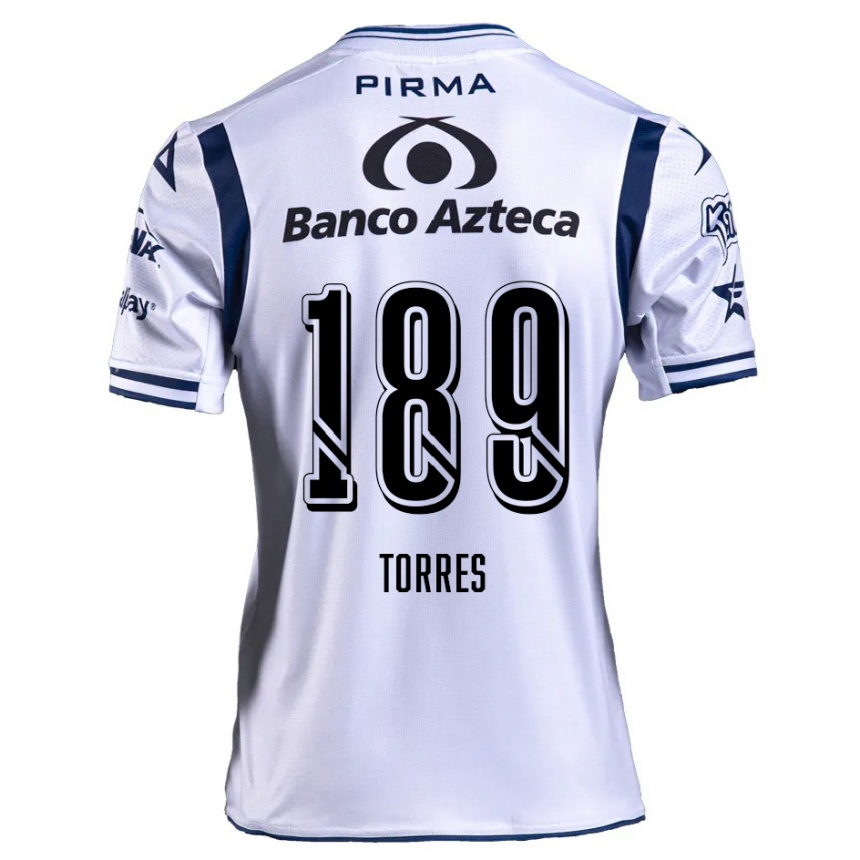 Niño Fútbol Camiseta Dylan Torres #189 Blanco Azul Marino 1ª Equipación 2024/25 Perú