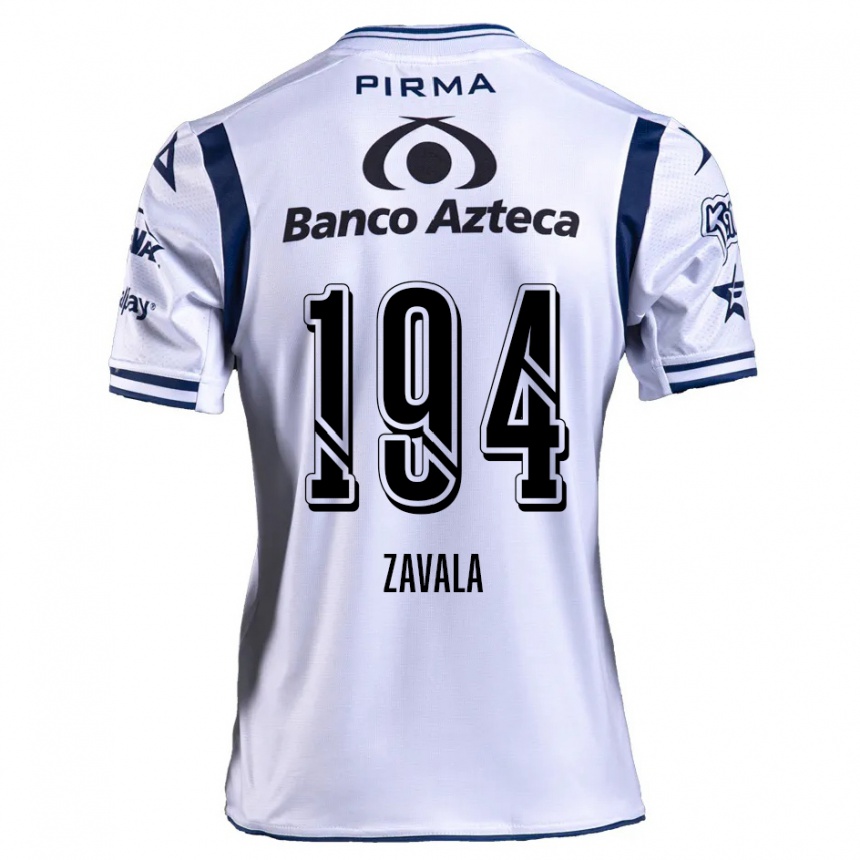 Niño Fútbol Camiseta Arath Zavala #194 Blanco Azul Marino 1ª Equipación 2024/25 Perú