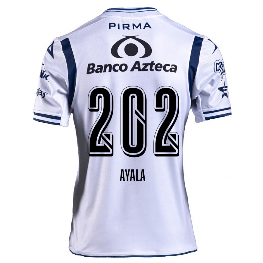 Niño Fútbol Camiseta Diego Ayala #202 Blanco Azul Marino 1ª Equipación 2024/25 Perú