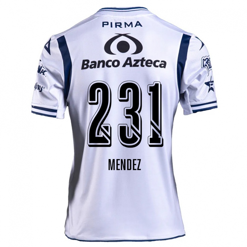 Niño Fútbol Camiseta Alejandro Méndez #231 Blanco Azul Marino 1ª Equipación 2024/25 Perú