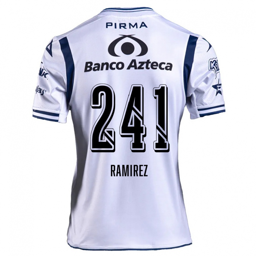 Niño Fútbol Camiseta Eduardo Ramírez #241 Blanco Azul Marino 1ª Equipación 2024/25 Perú