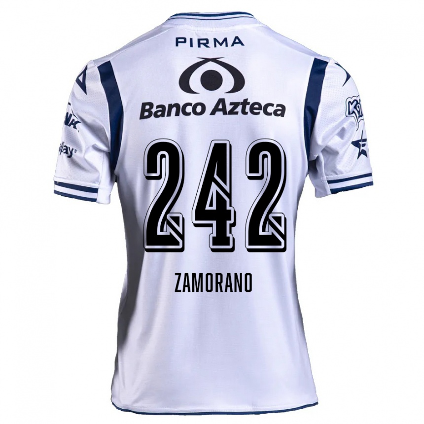 Niño Fútbol Camiseta Leonardo Zamorano #242 Blanco Azul Marino 1ª Equipación 2024/25 Perú