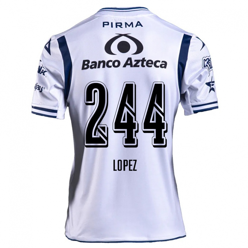 Niño Fútbol Camiseta Daniel López #244 Blanco Azul Marino 1ª Equipación 2024/25 Perú