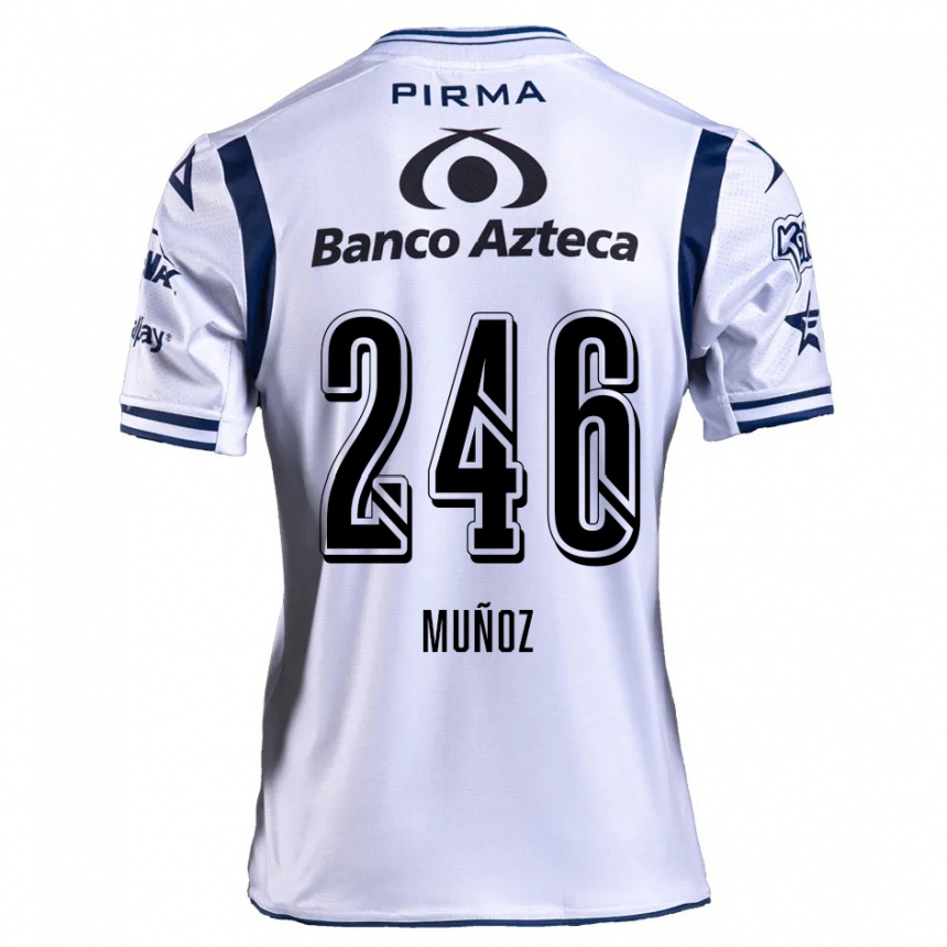 Niño Fútbol Camiseta Zamier Muñoz #246 Blanco Azul Marino 1ª Equipación 2024/25 Perú