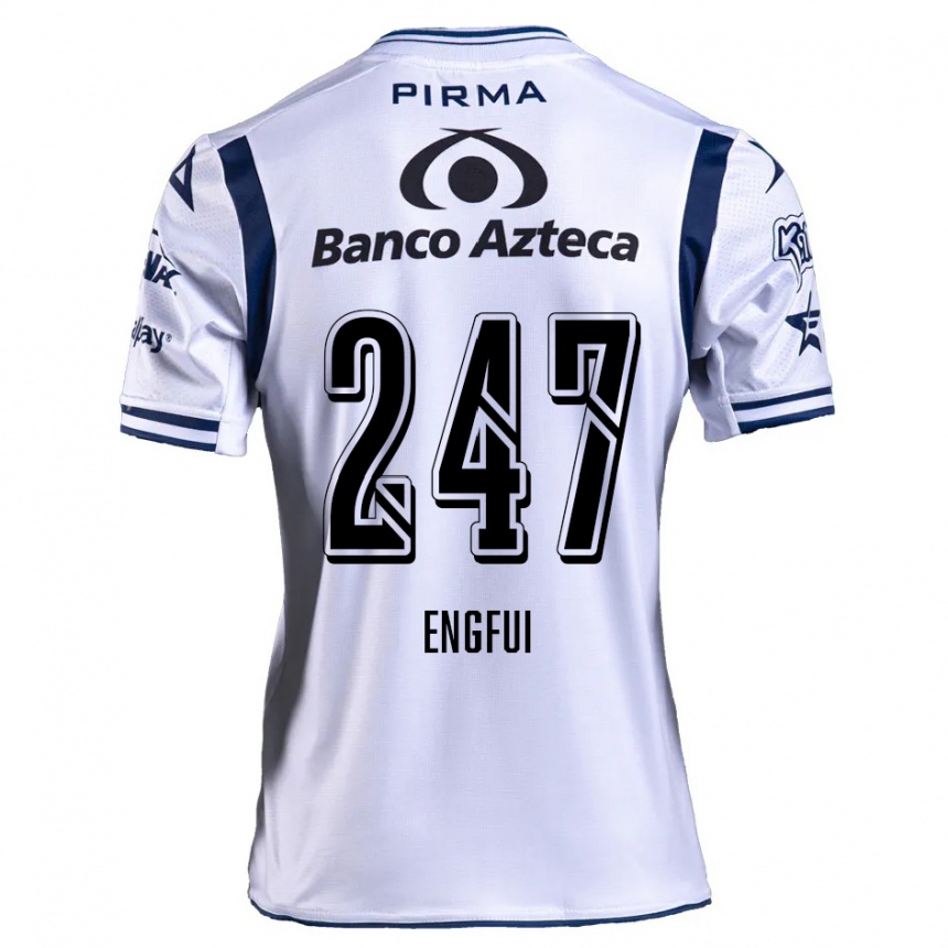 Niño Fútbol Camiseta Emilio Engfui #247 Blanco Azul Marino 1ª Equipación 2024/25 Perú