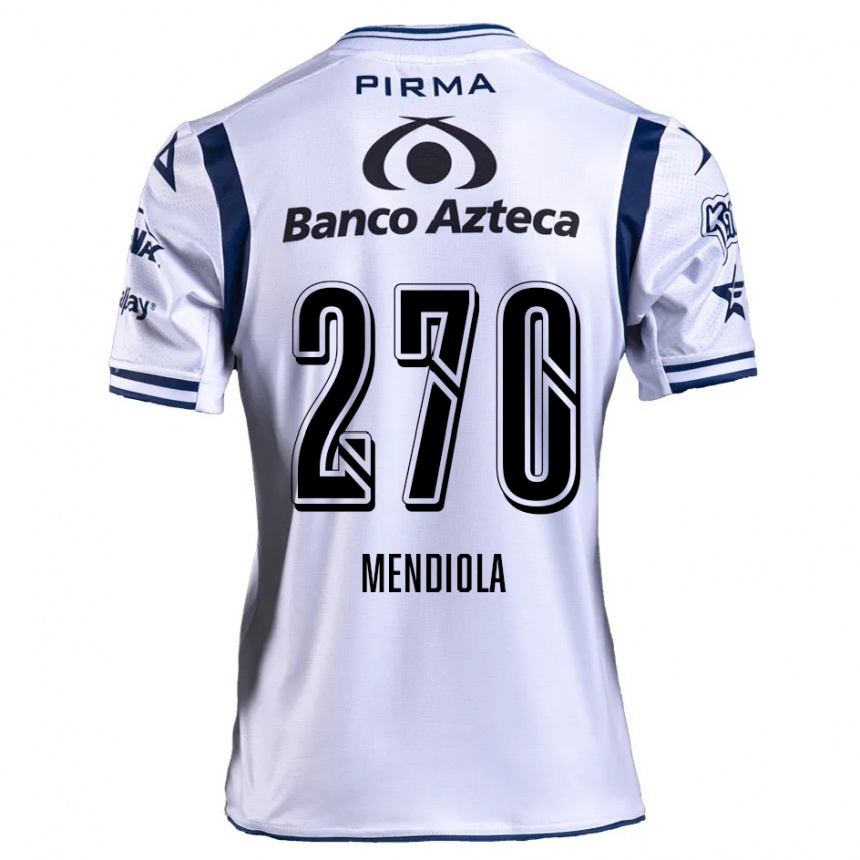 Niño Fútbol Camiseta Carlos Mendiola #270 Blanco Azul Marino 1ª Equipación 2024/25 Perú